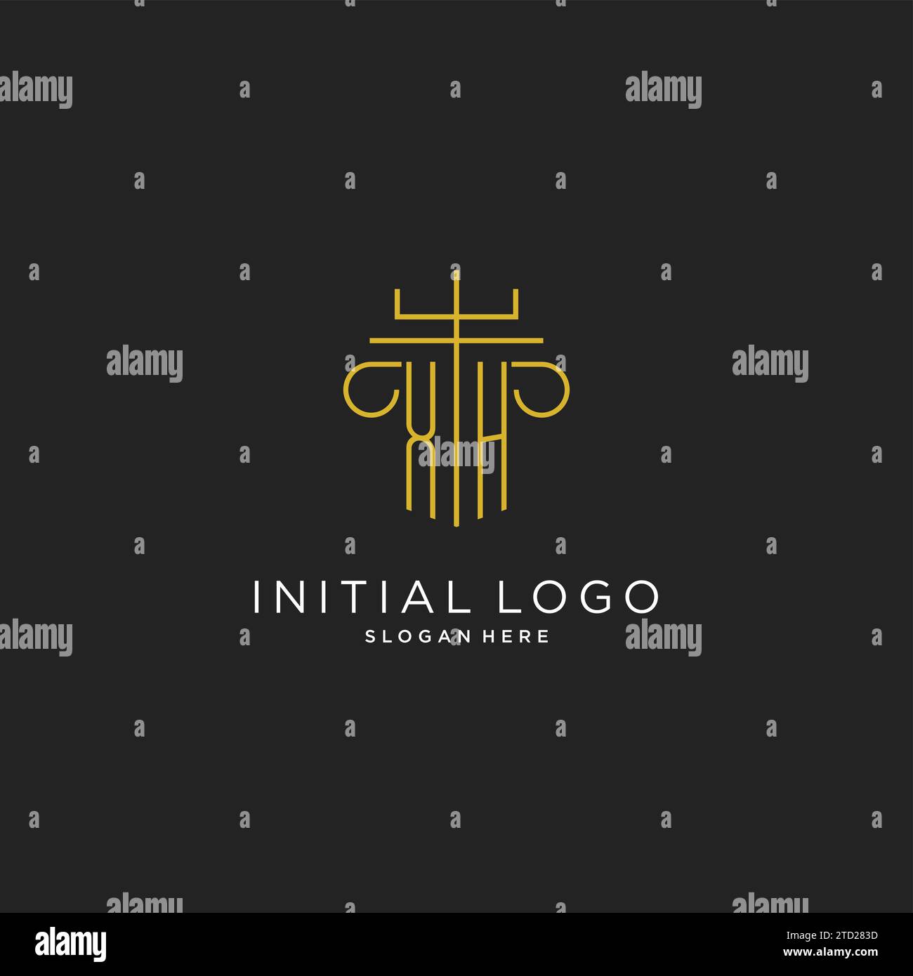 XH initial with monoline pillar logo style, luxury monogram logo design ...