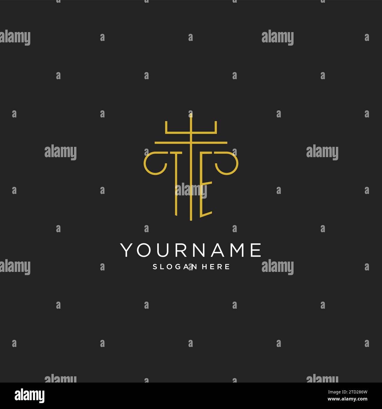 TE initial with monoline pillar logo style, luxury monogram logo design ...