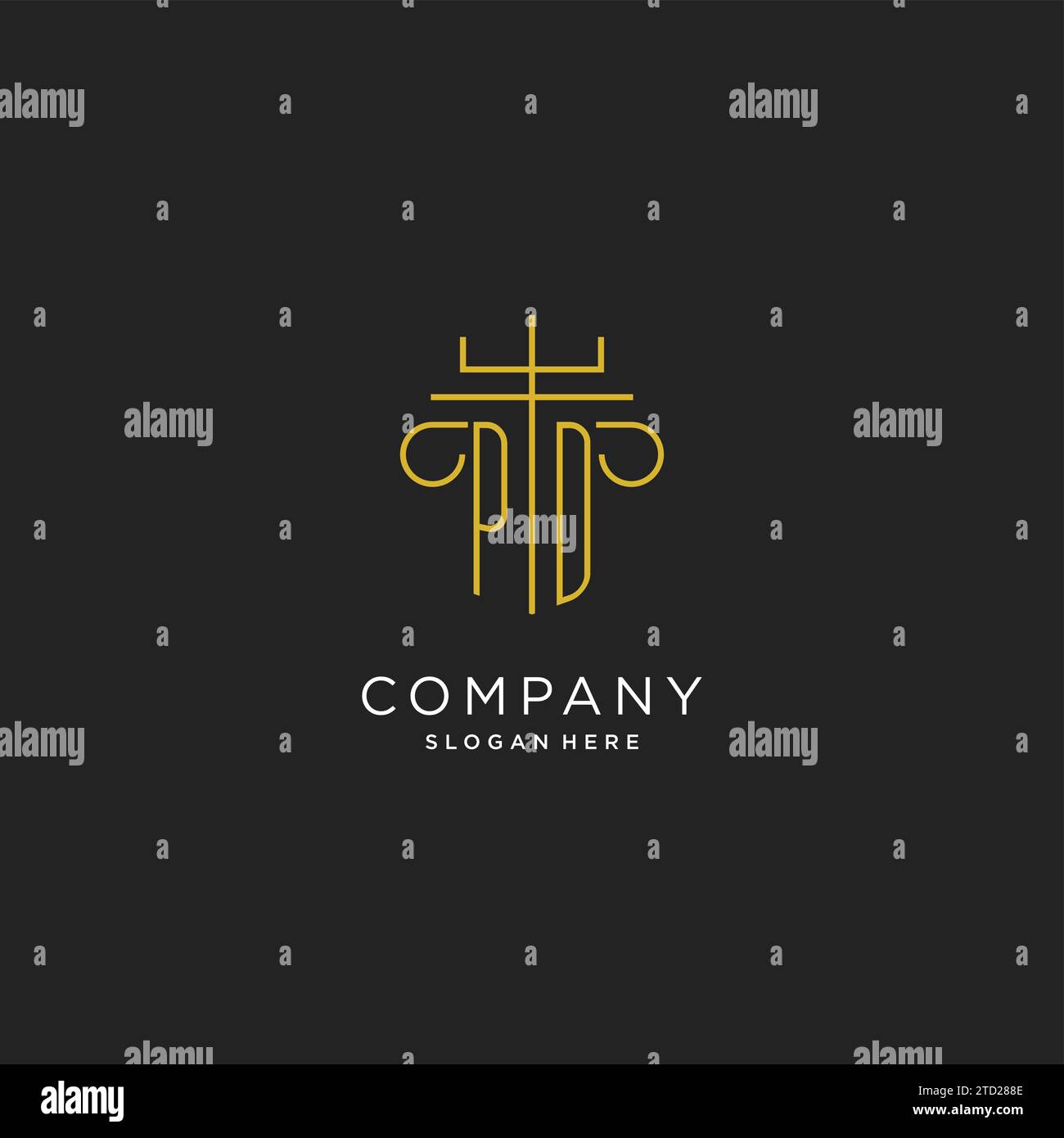 PD initial with monoline pillar logo style, luxury monogram logo design ...