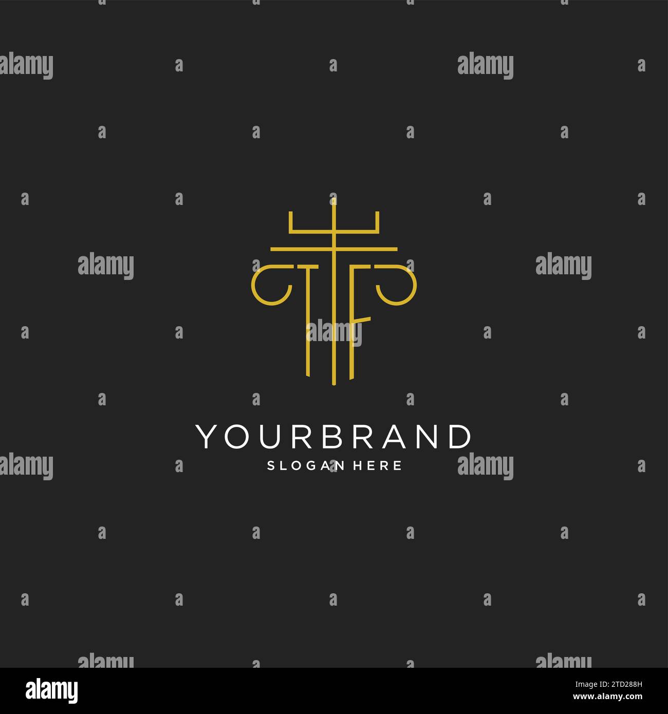 TF initial with monoline pillar logo style, luxury monogram logo design ...