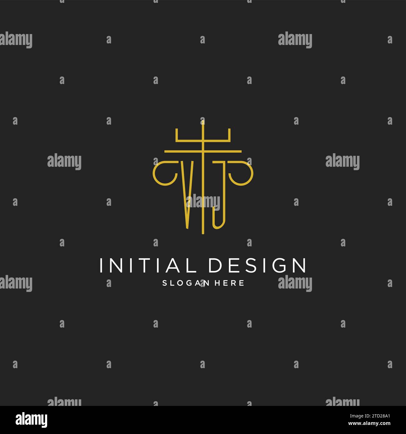 VJ initial with monoline pillar logo style, luxury monogram logo design ...