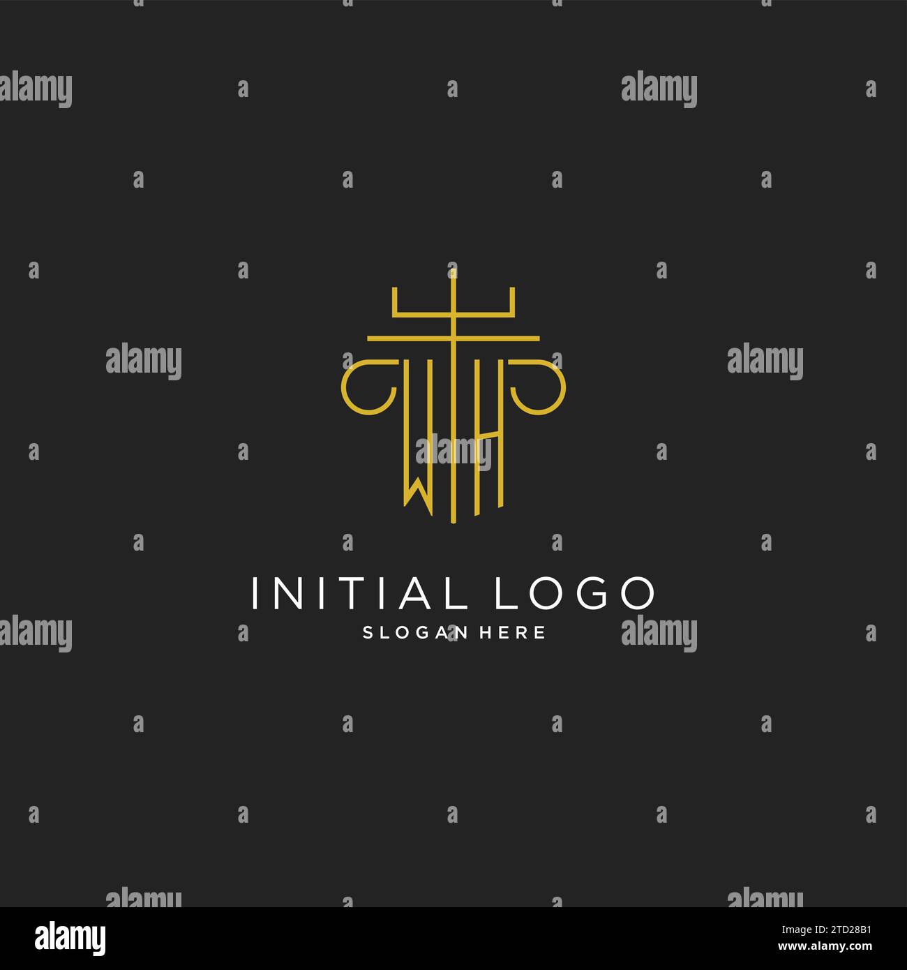 WH initial with monoline pillar logo style, luxury monogram logo design ...