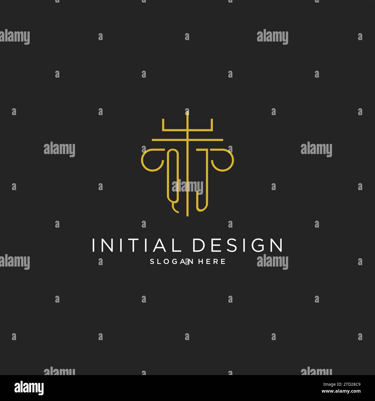 QJ initial with monoline pillar logo style, luxury monogram logo design ...