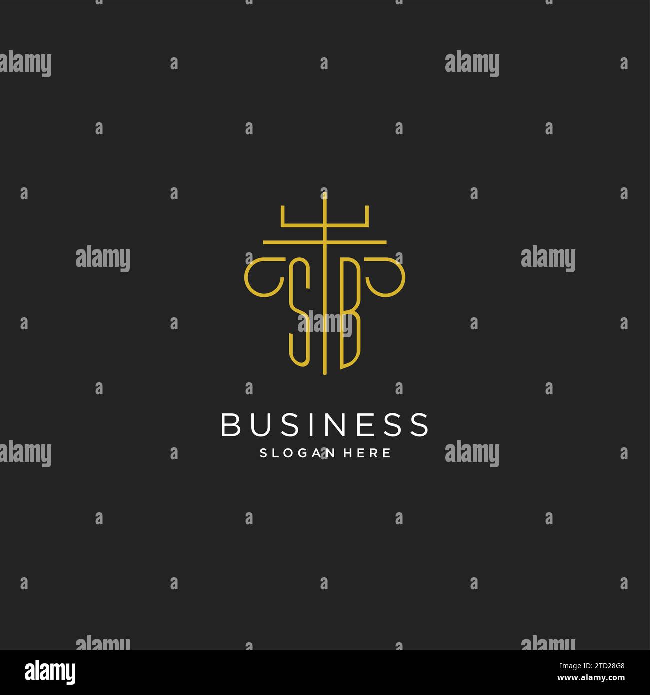SB initial with monoline pillar logo style, luxury monogram logo design ...