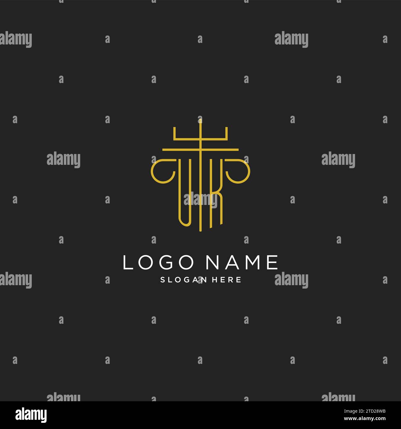 UK initial with monoline pillar logo style, luxury monogram logo design ...