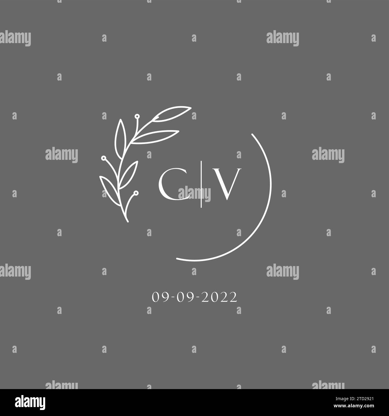 Letter CV wedding monogram logo design ideas vector graphic Stock Vector