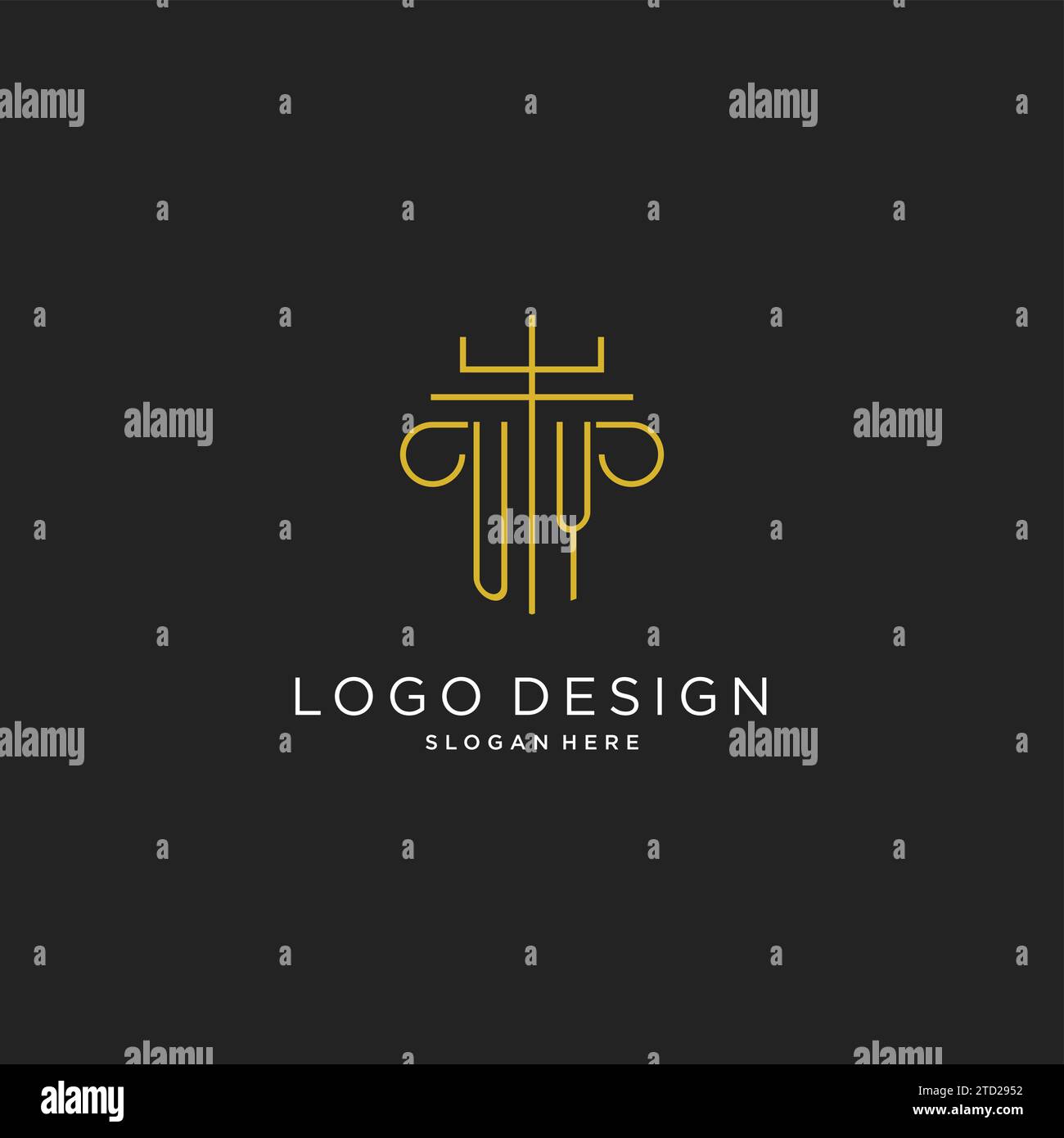 UY initial with monoline pillar logo style, luxury monogram logo design ...