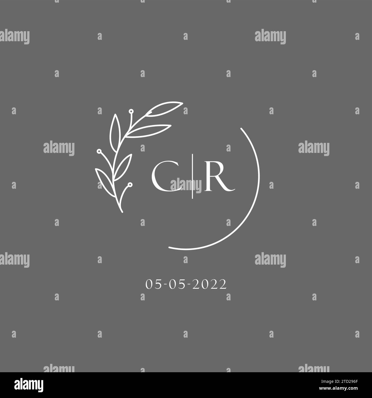 Letter CR wedding monogram logo design ideas vector graphic Stock Vector