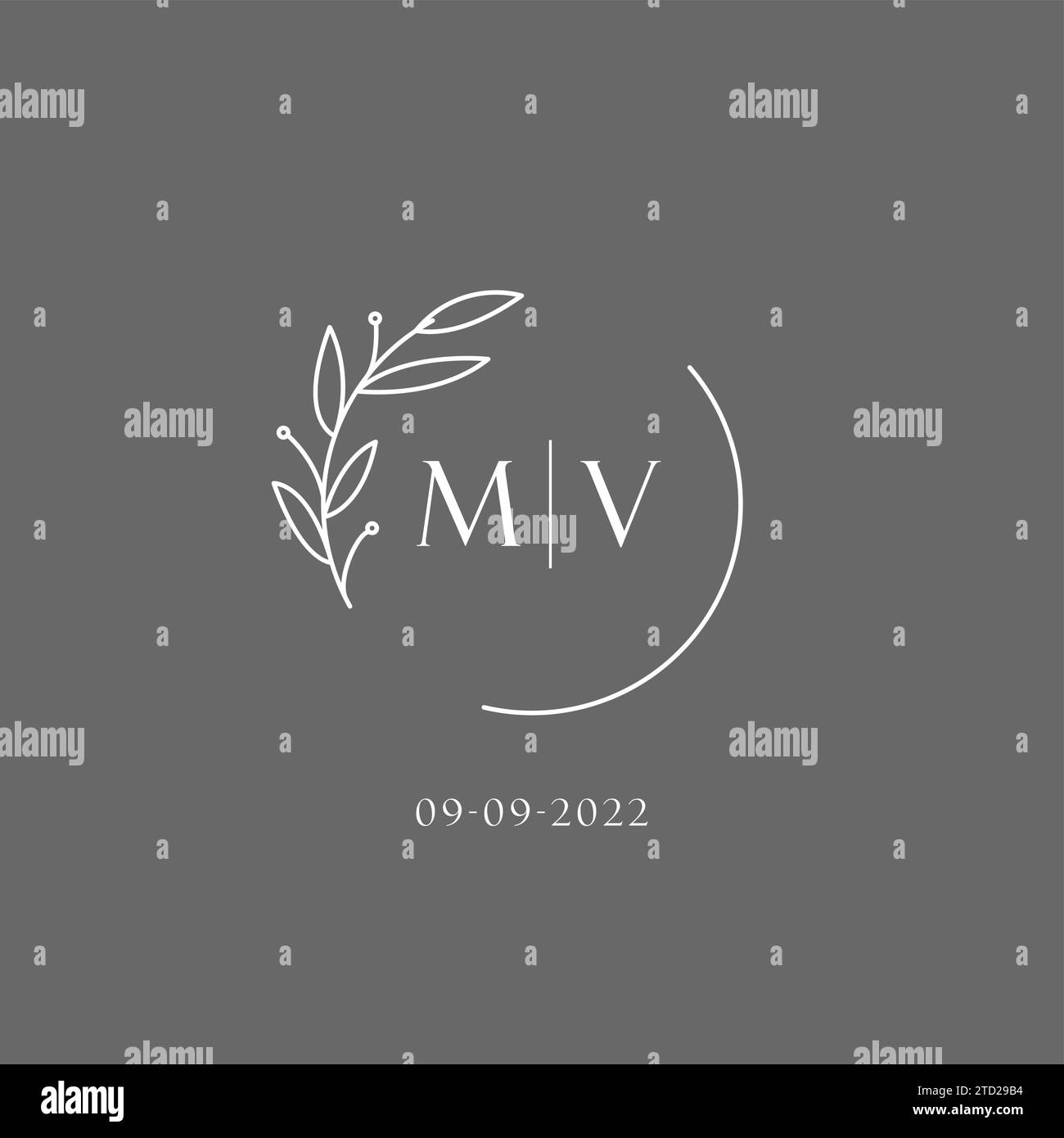 Letter MV wedding monogram logo design ideas vector graphic Stock Vector