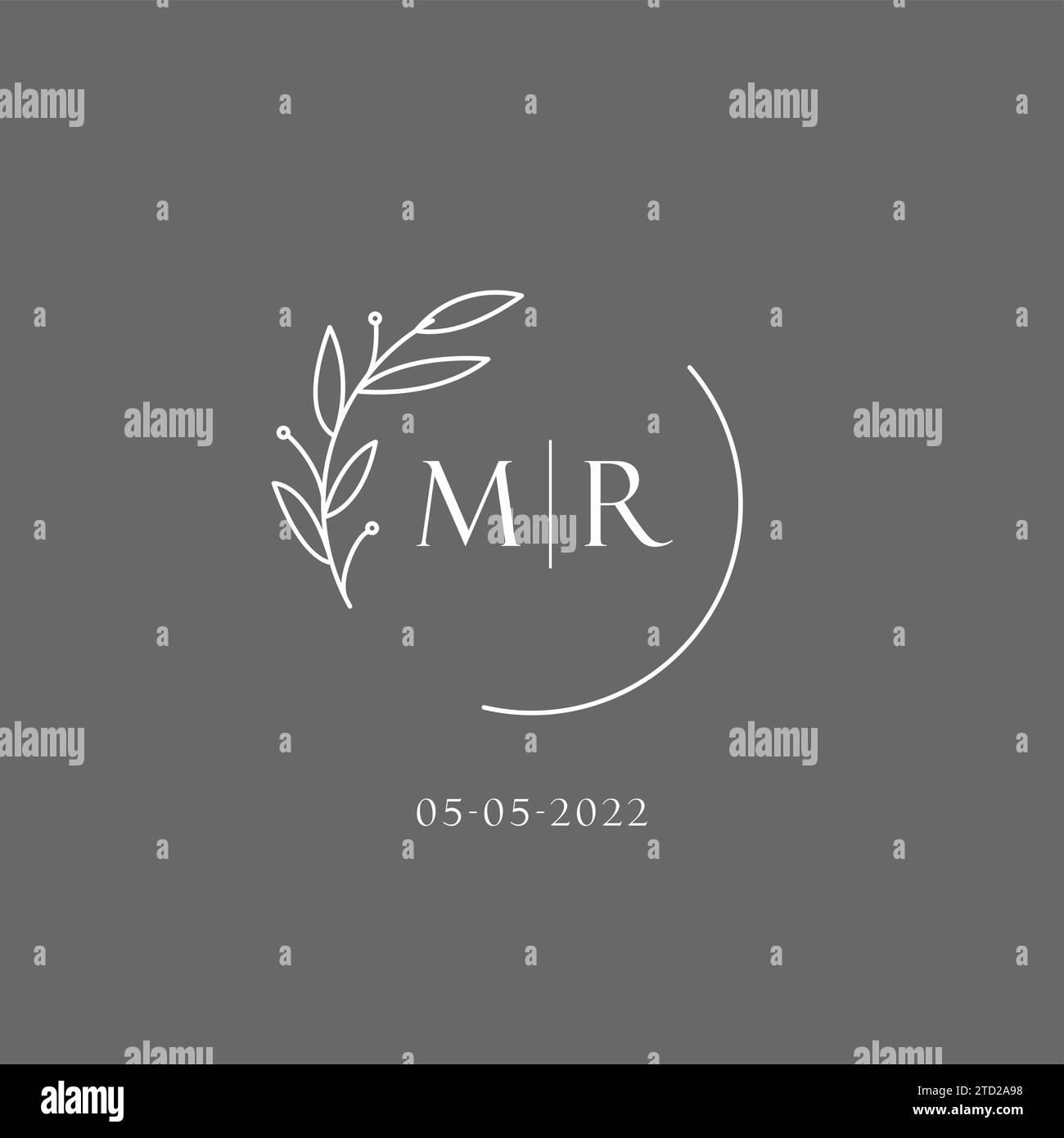 Letter MR wedding monogram logo design ideas vector graphic Stock Vector