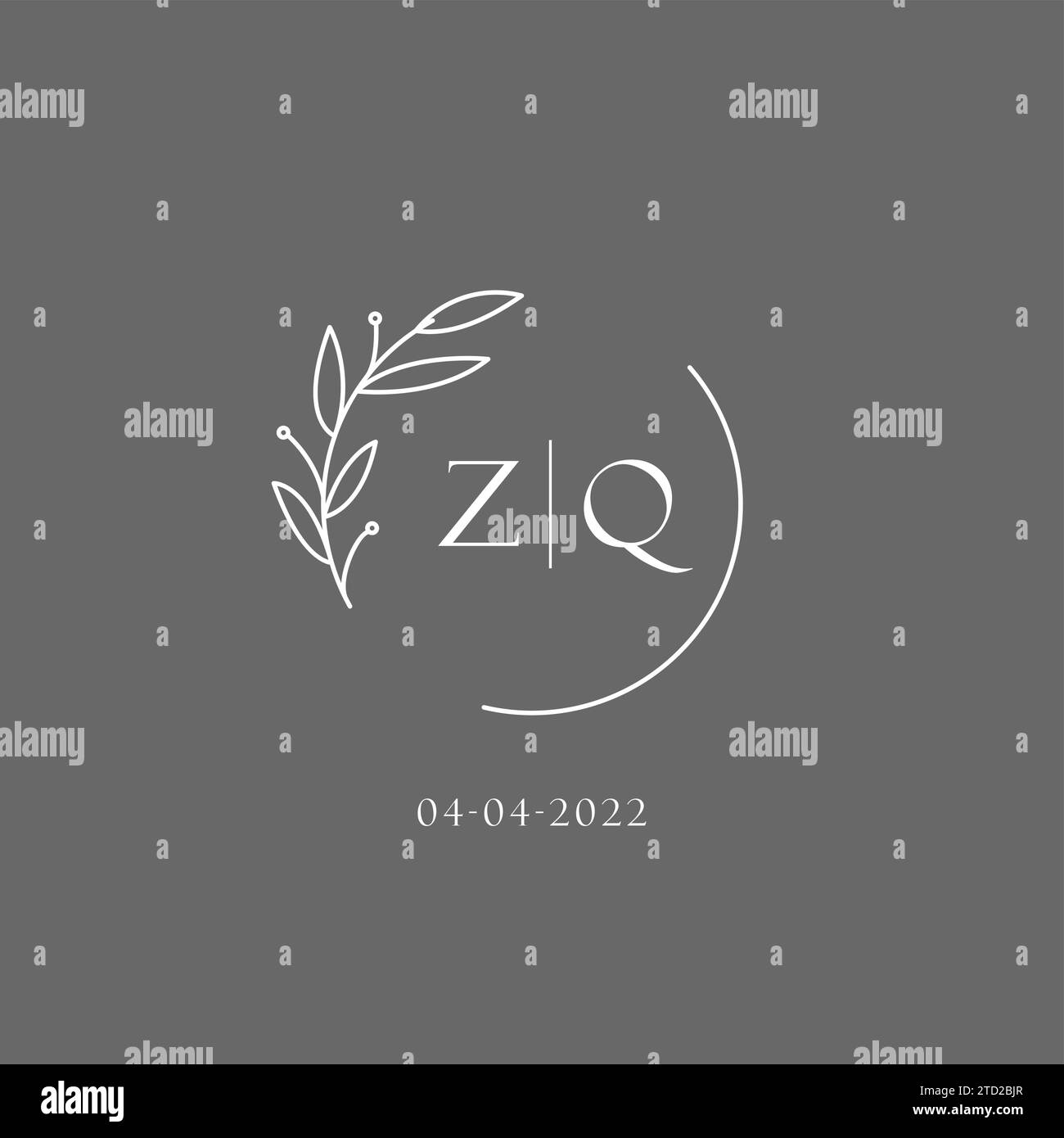 Letter ZQ wedding monogram logo design ideas vector graphic Stock