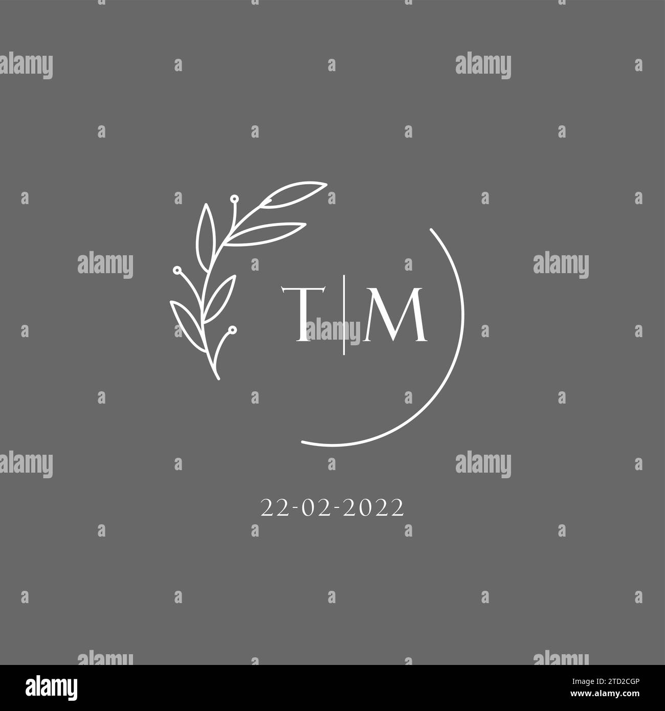 Letter TM wedding monogram logo design ideas vector graphic Stock Vector