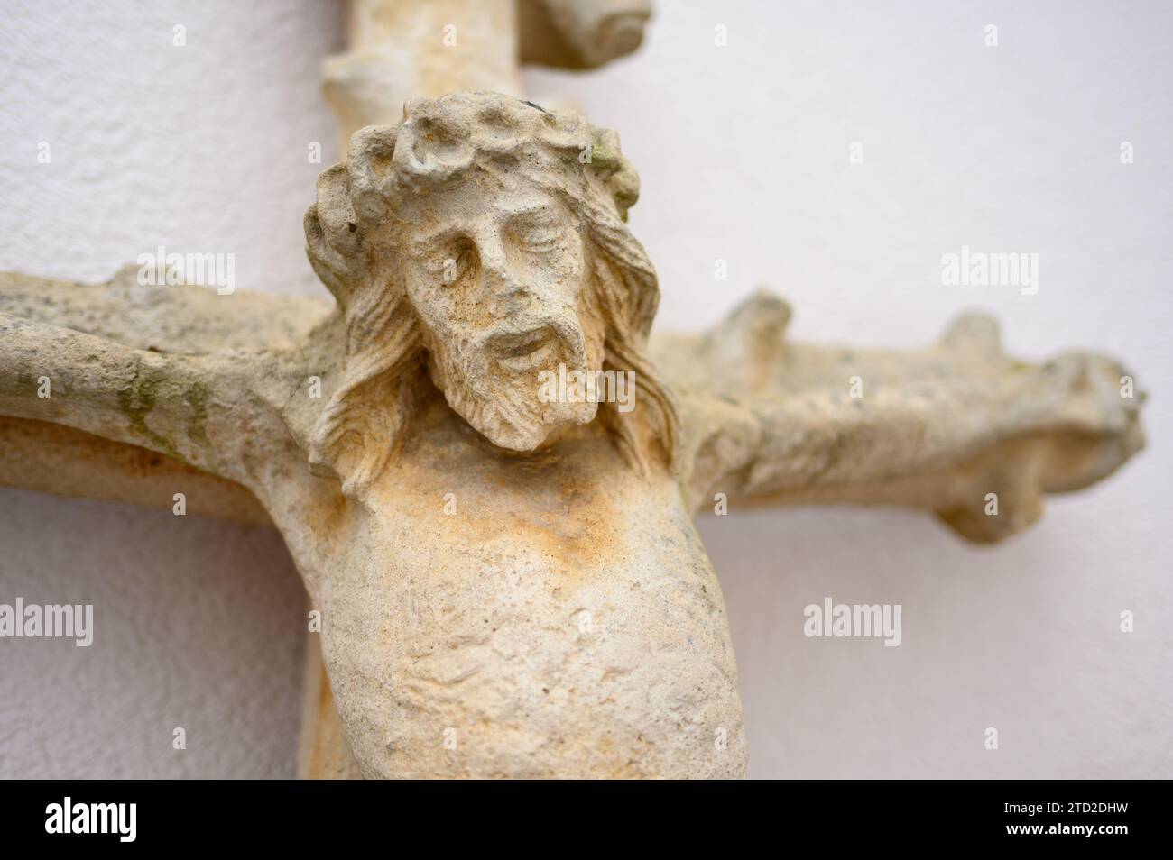 Sculpture of the Crucifixion. Église Saint-Laurent (St Lawrence's Church), Strassen, Luxembourg. Stock Photo