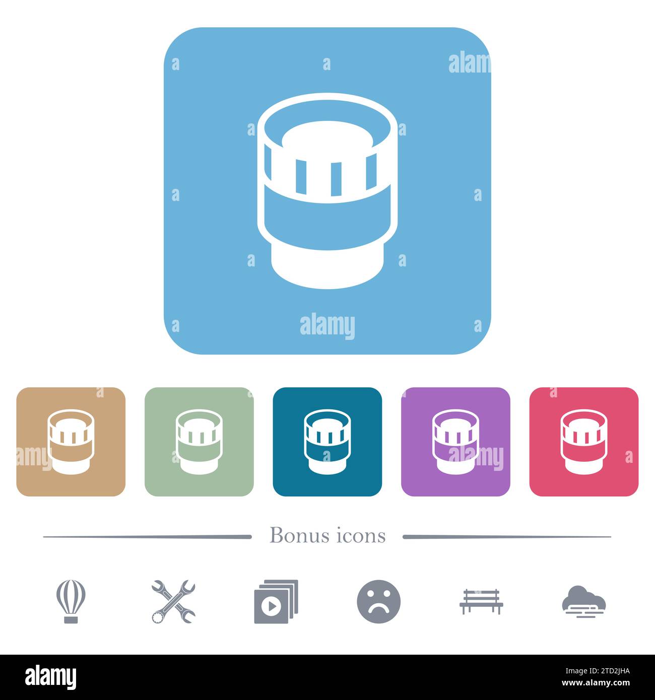 Camera lens alternate white flat icons on color rounded square ...