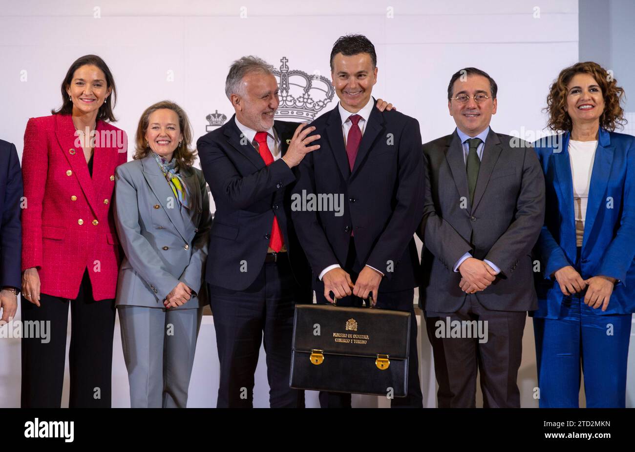 Madrid, 03/28/2023. Inauguration of Héctor Gómez as the new Minister of Industry, Commerce and Tourism. In the image, Ángel Victor Torres, president of the Canary Islands, Reyes Maroto, Nadia Calviño, José Manuel Albares and María Jesús Montero, Photo: Ignacio Gil. ARCHDC. Credit: Album / Archivo ABC / Ignacio Gil Stock Photo