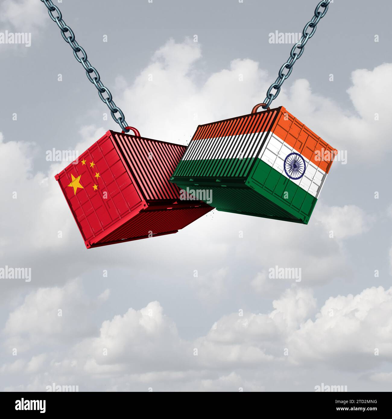 India China trade war Rivalry and Economic Competition and political issues between New Dehli and Beijing as a market and global trades concept for As Stock Photo
