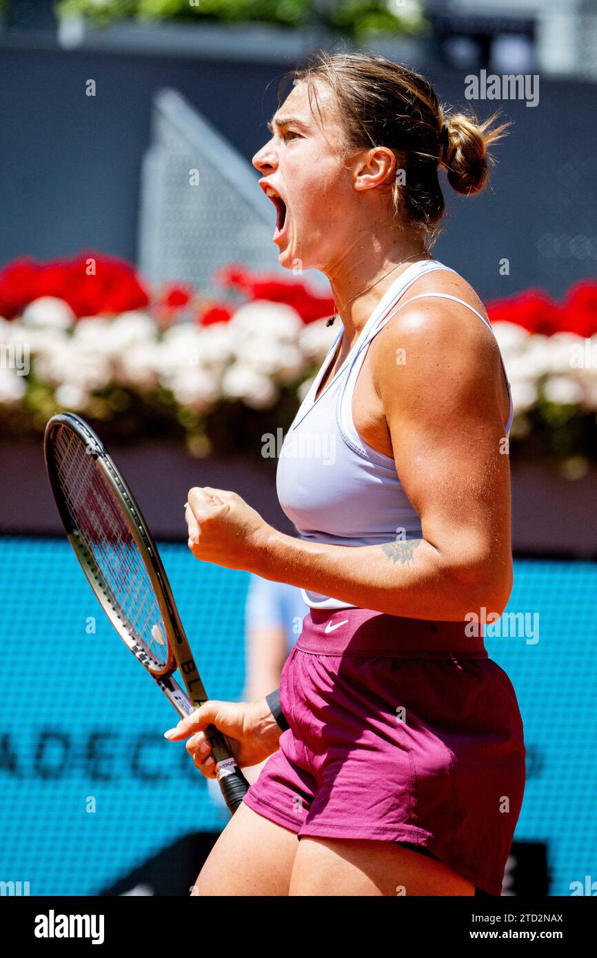 Madrid, 05/02/2023. Mutua Madrid Open Tennis. Magic Box. Master 1000, Wta 1000. Aryna Sabalenka. Photo: of Saint Bernard. Archdc. Credit: Album / Archivo ABC / Eduardo San Bernardo Stock Photo