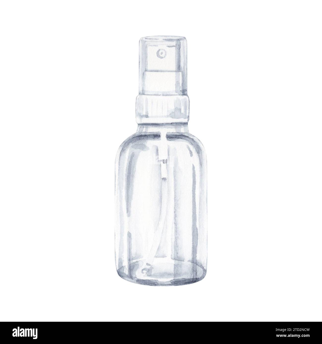 Plastic white water spray bottle. Top view of the art supplies object