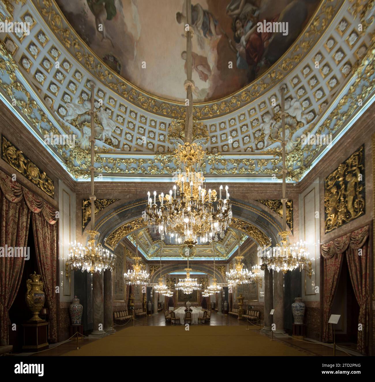 Madrid, 02/16/2017. Gala dining room of the Royal Palace as seen by ...