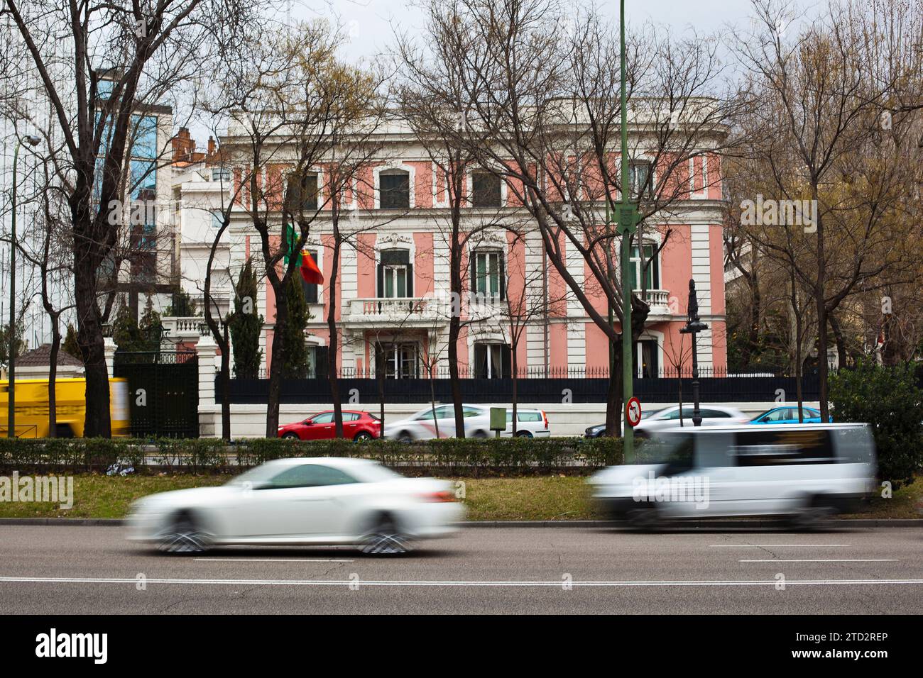 Madrid, 1/29/2014. Mansions that are still found on Paseo de la Castellana. In the image, Palace of the Duke of Híjar, headquarters of the Portuguese embassy. Credit: Album / Archivo ABC / Ángel Navarrete Stock Photo