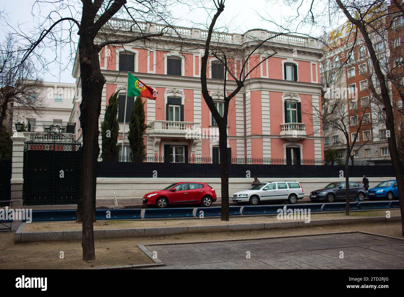 Madrid, 1/29/2014. Mansions that are still found on Paseo de la Castellana. In the image, Palace of the Duke of Híjar, headquarters of the Portuguese embassy. Credit: Album / Archivo ABC / Ángel Navarrete Stock Photo