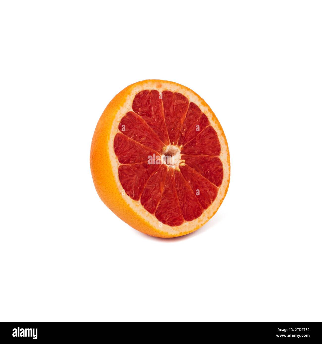 Pink ripe grapefruit slice on white isolated background Stock Photo