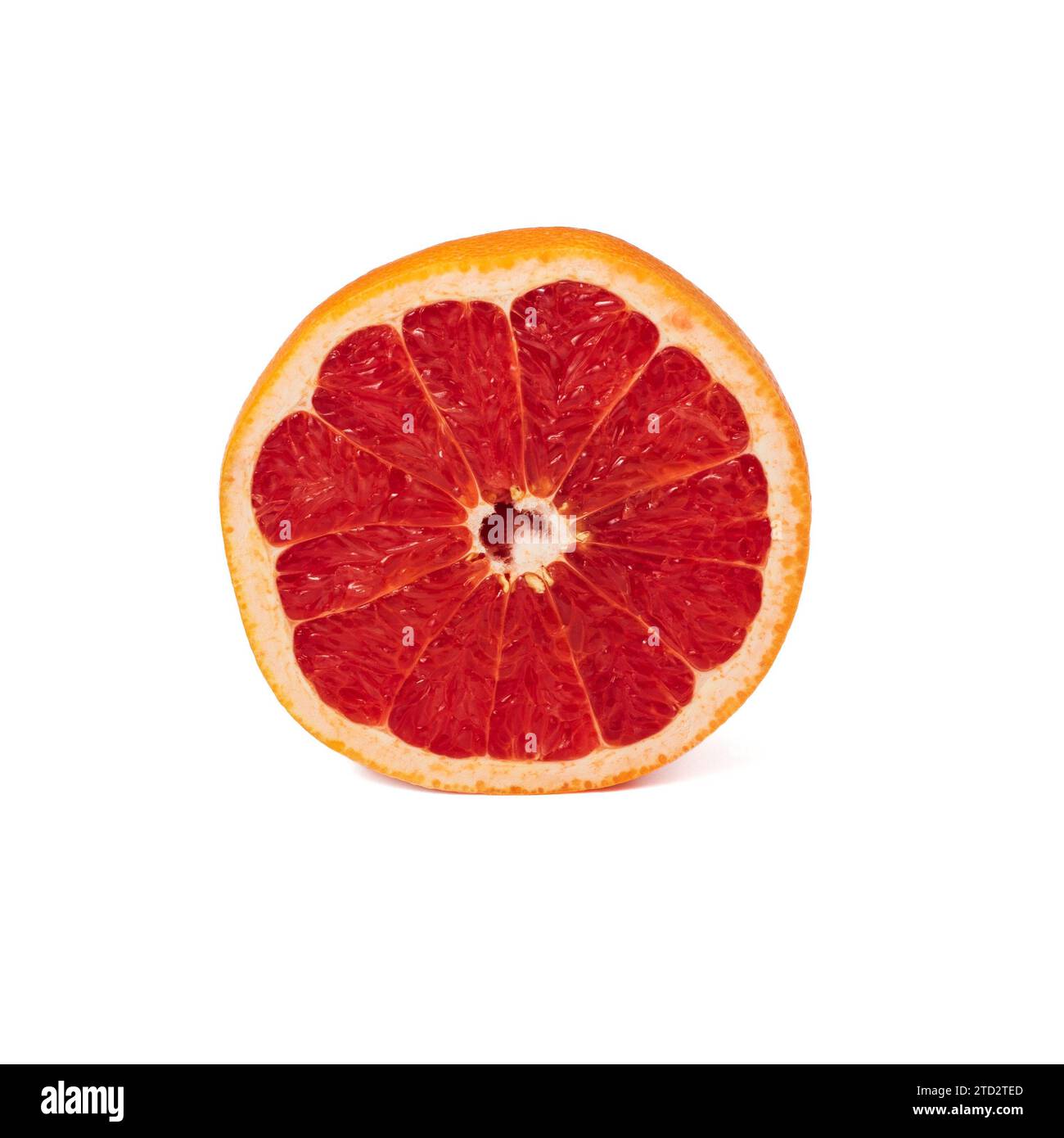 Pink ripe grapefruit slice on white isolated background Stock Photo