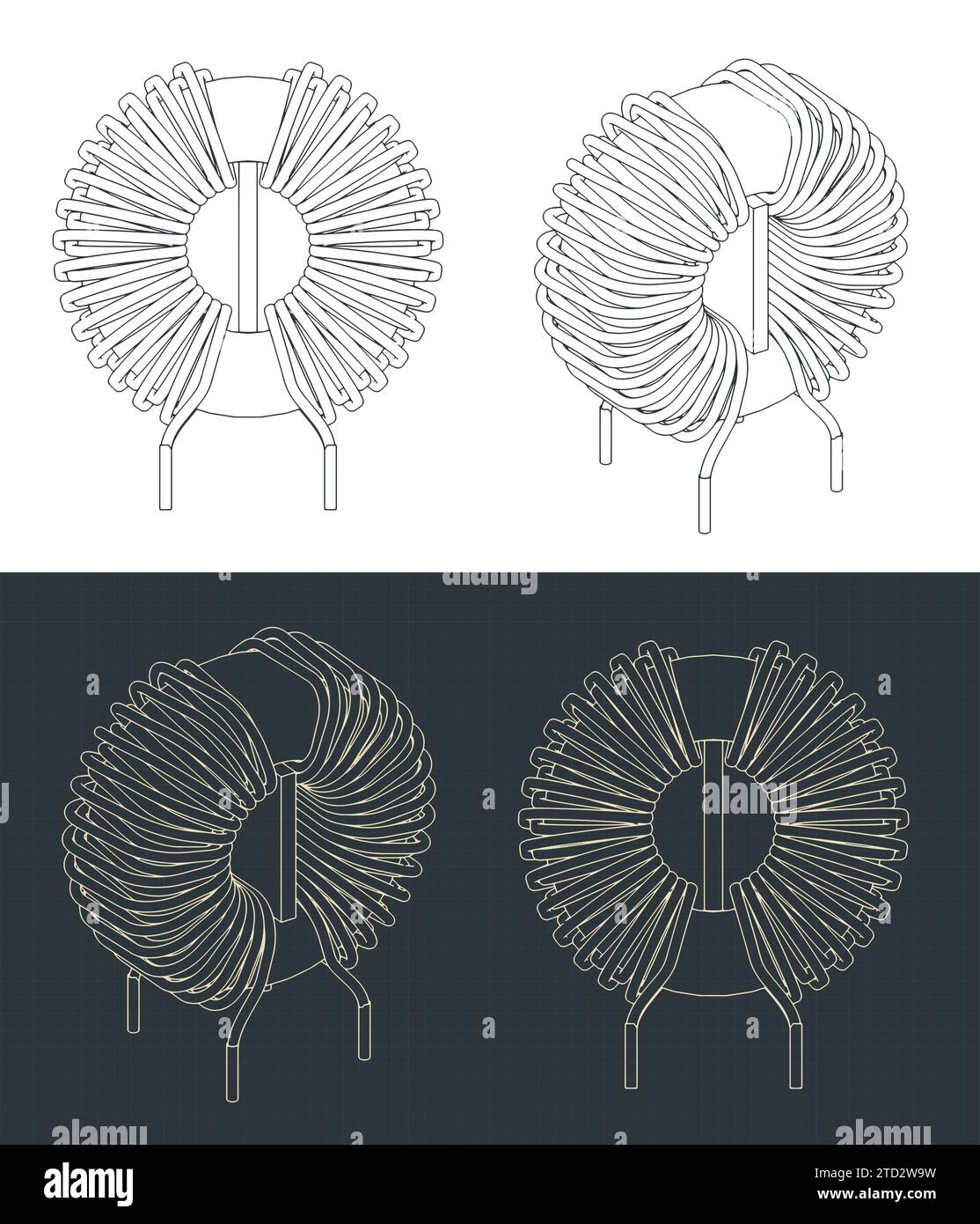 Stylized vector illustrations of inductor drawings Stock Vector Image