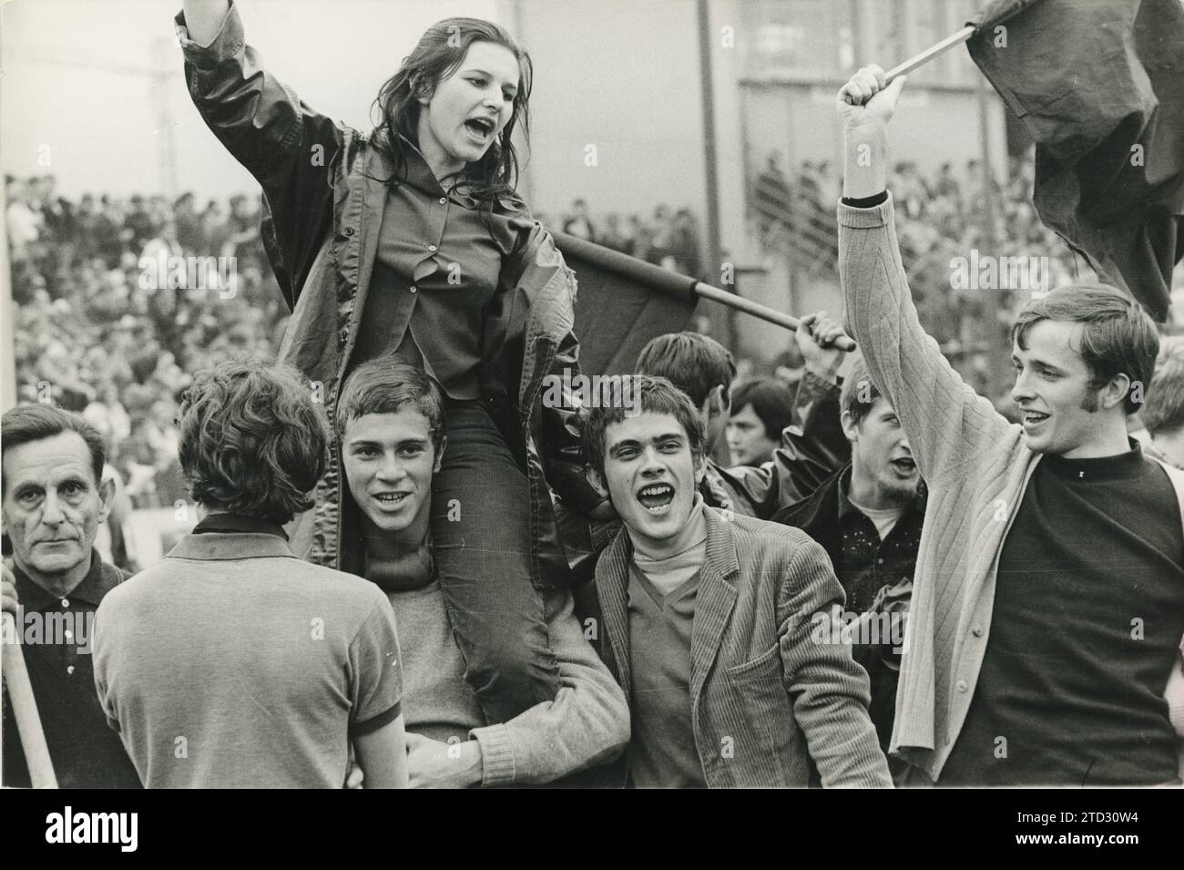 France, May 1968. Students in one of the massive demonstrations of May 68. Credit: Album / Archivo ABC Stock Photo