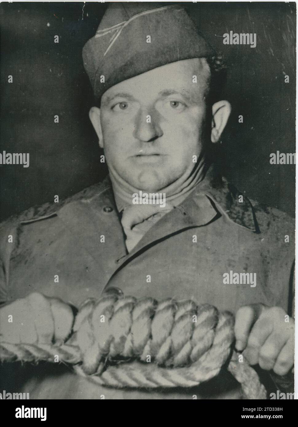 Nuremberg (Germany), October 1946. American Sergeant John C. Woods, executioner who carried out the sentences of the Nuremberg Trials. Credit: Album / Archivo ABC / Ortiz Stock Photo