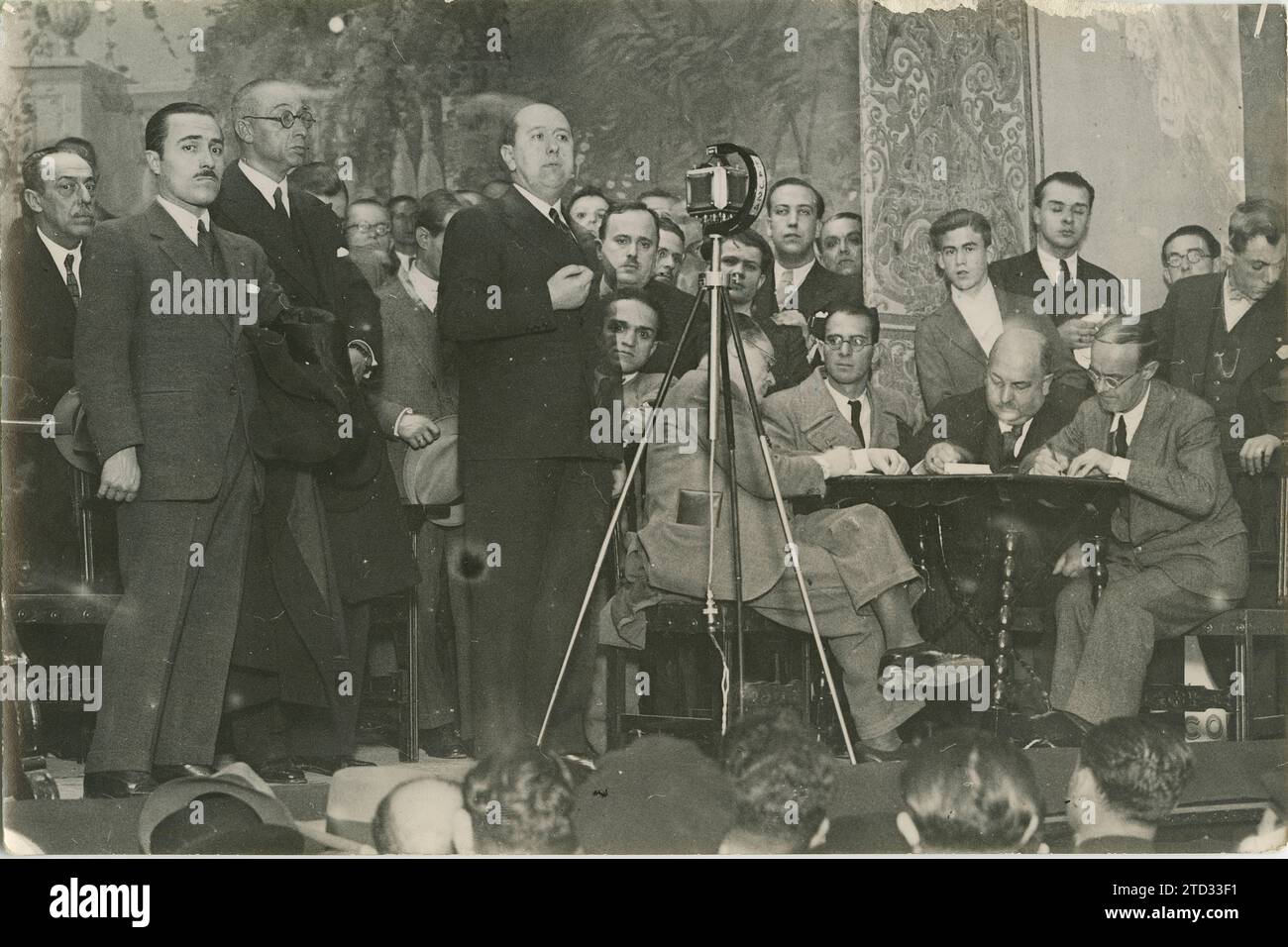 Córdoba, 01/13/1936. José María Gil Robles during his speech held at the event that Acción Popular held at the Duque de Rivas theater. Credit: Album / Archivo ABC / Santos Stock Photo