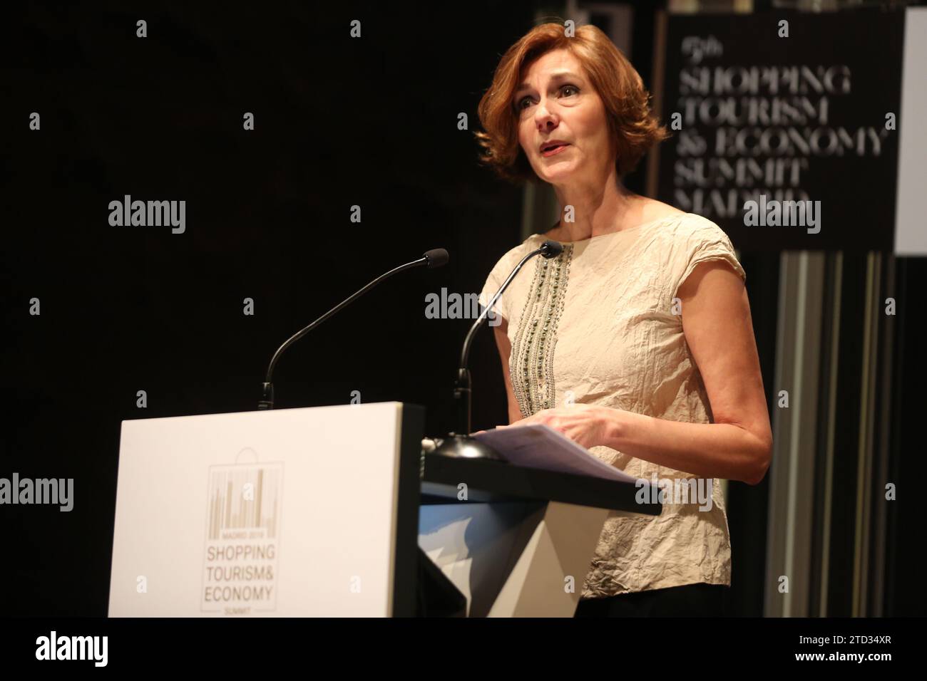Madrid, 10/08/2019. Vocento Tourism Submit at Caixa Forum. In the image, intervention by the Secretary of State for Industry and Tourism, Isabel María Olivera. Photo: Jaime García. ARCHDC. Credit: Album / Archivo ABC / Jaime García Stock Photo
