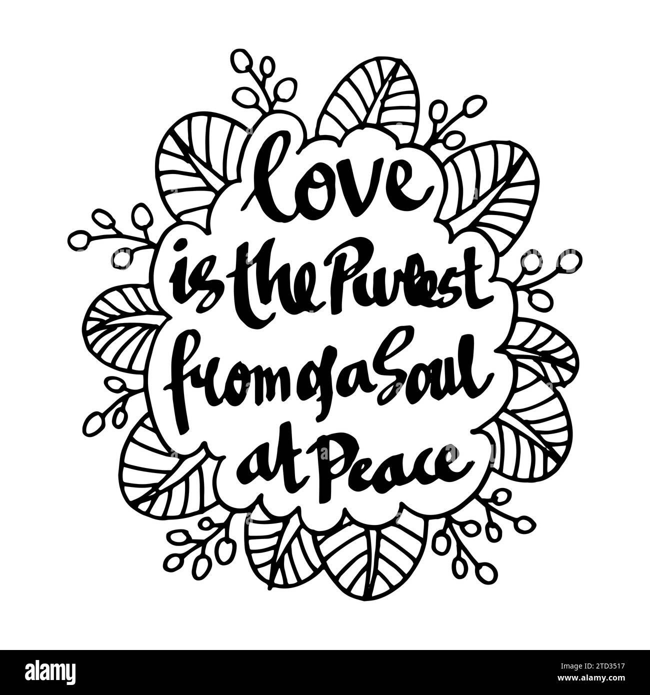 Hand lettering motivational quote of peace illustration  vector Stock Photo