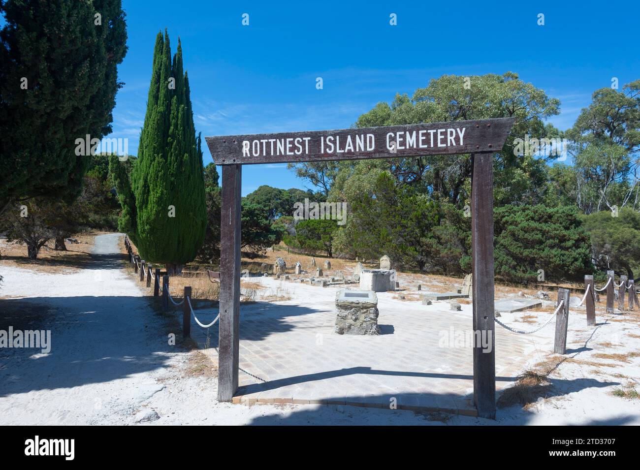 View of the small local cemetery, Rottnest Island or Wadjemup, Western Australia, Australia Stock Photo