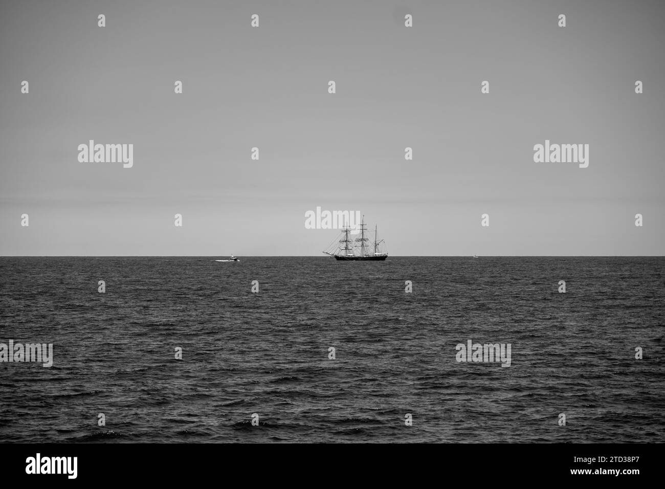 Vintage Ship Sailing on the Pacific Ocean Stock Photo