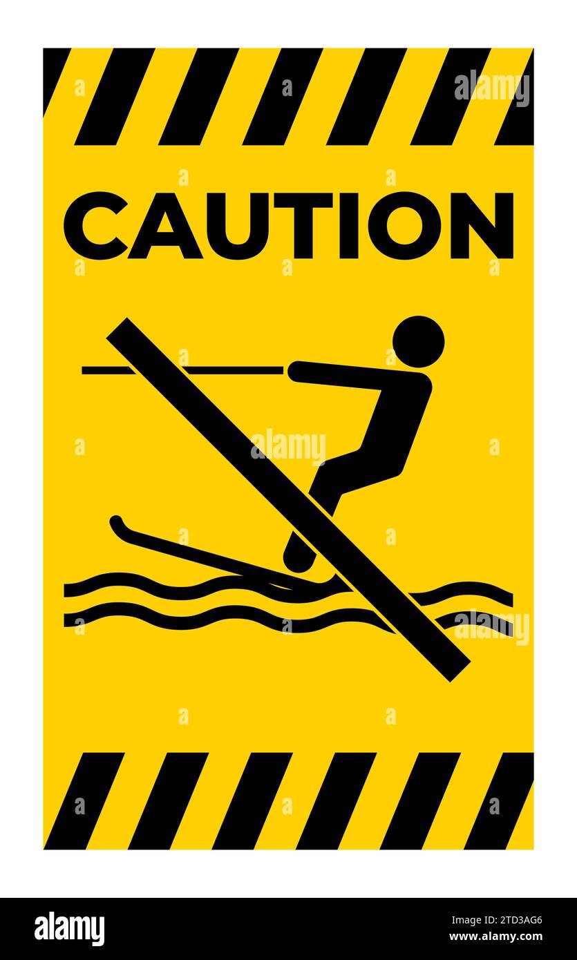Water Safety Sign Attention, No Water Skiing Stock Vector Image & Art