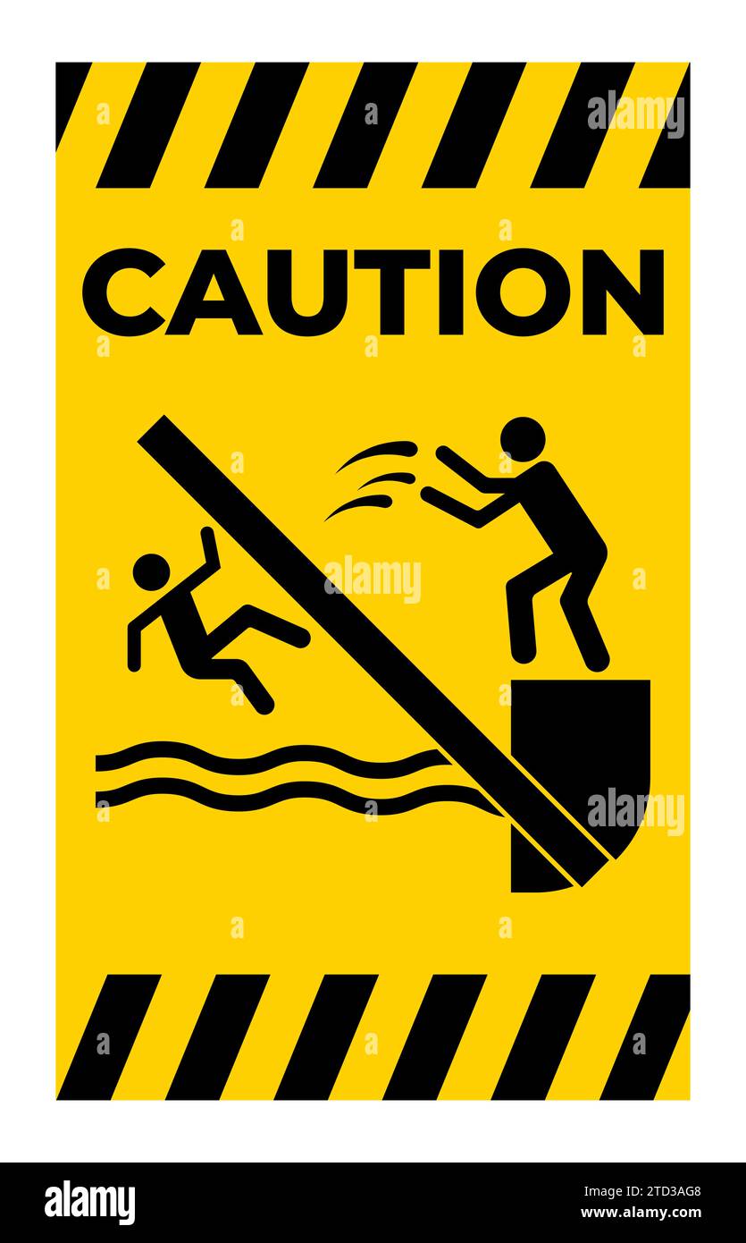 Water Safety Sign Attention, No Pushing Into Water Stock Vector Image