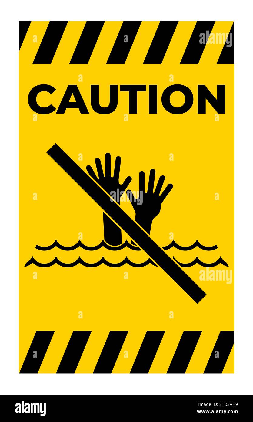 Beach Safety Sign Caution - Drowning Hazard Stock Vector