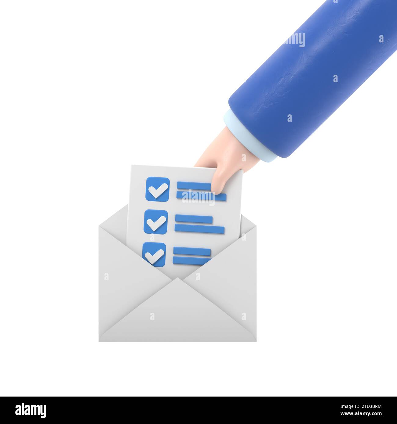 3d mail envelope icon with task management todo check list in hand ...