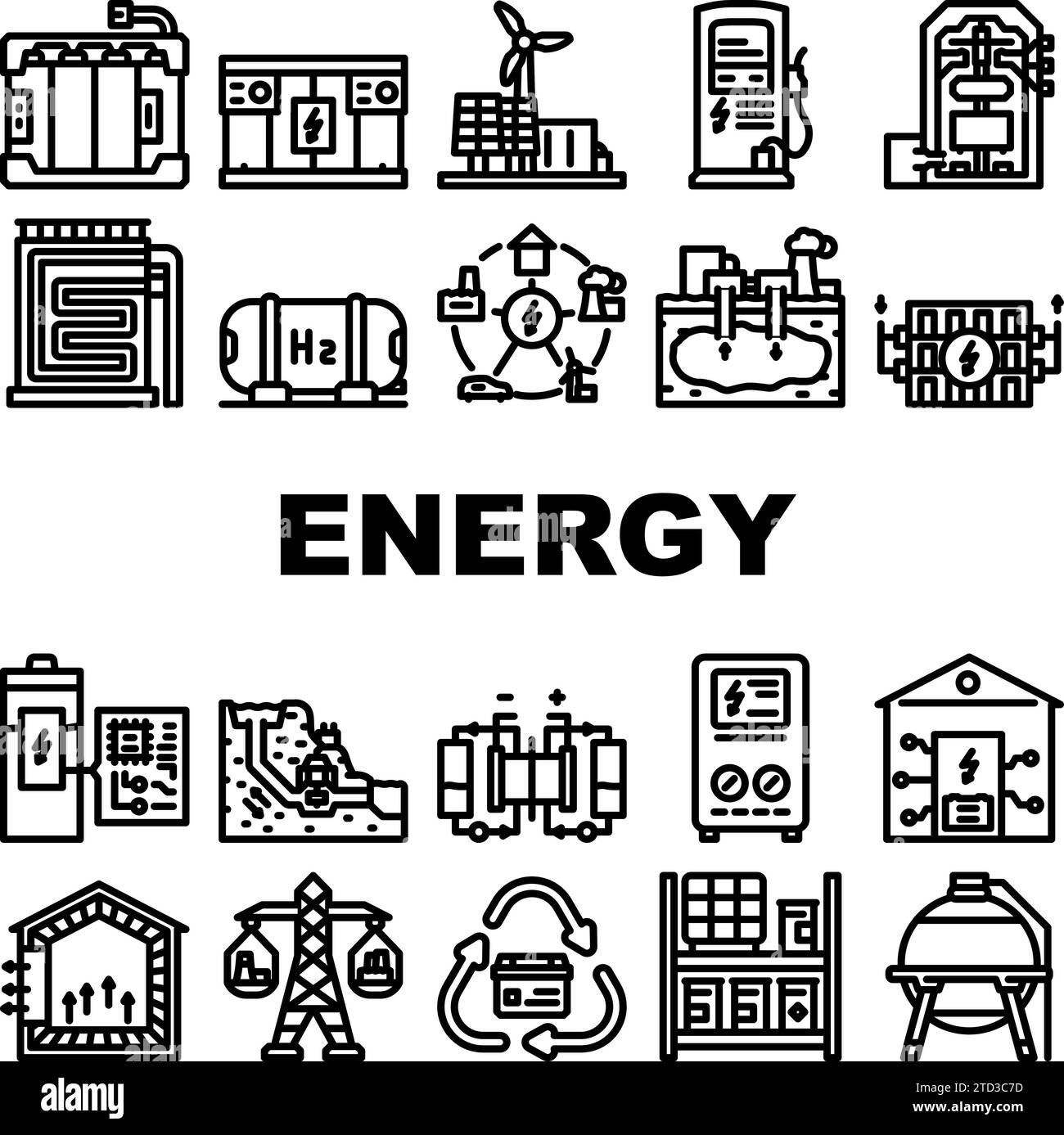 energy storage power battery icons set vector Stock Vector Image & Art