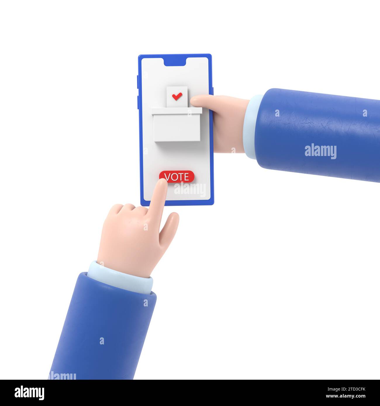 Online voting concept. 3d illustration isometric design style. A man ...