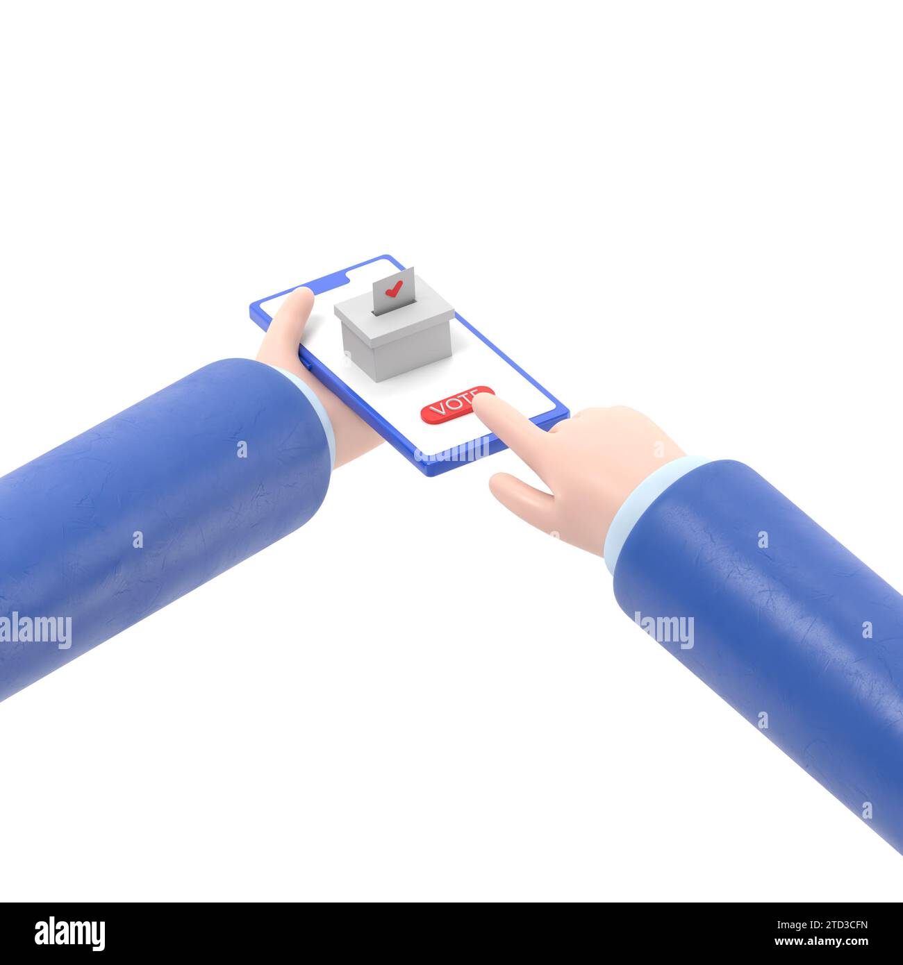 Online voting concept. 3d illustration isometric design style. A man ...