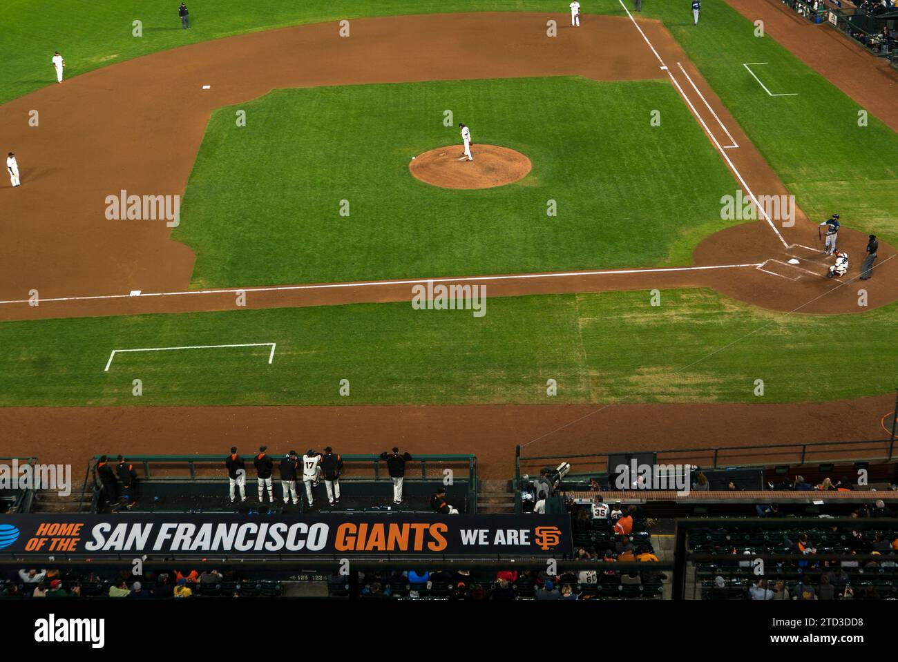 SAN FRANCISCO, CA, AUGUST 23 Aerial view of Giants team playing a