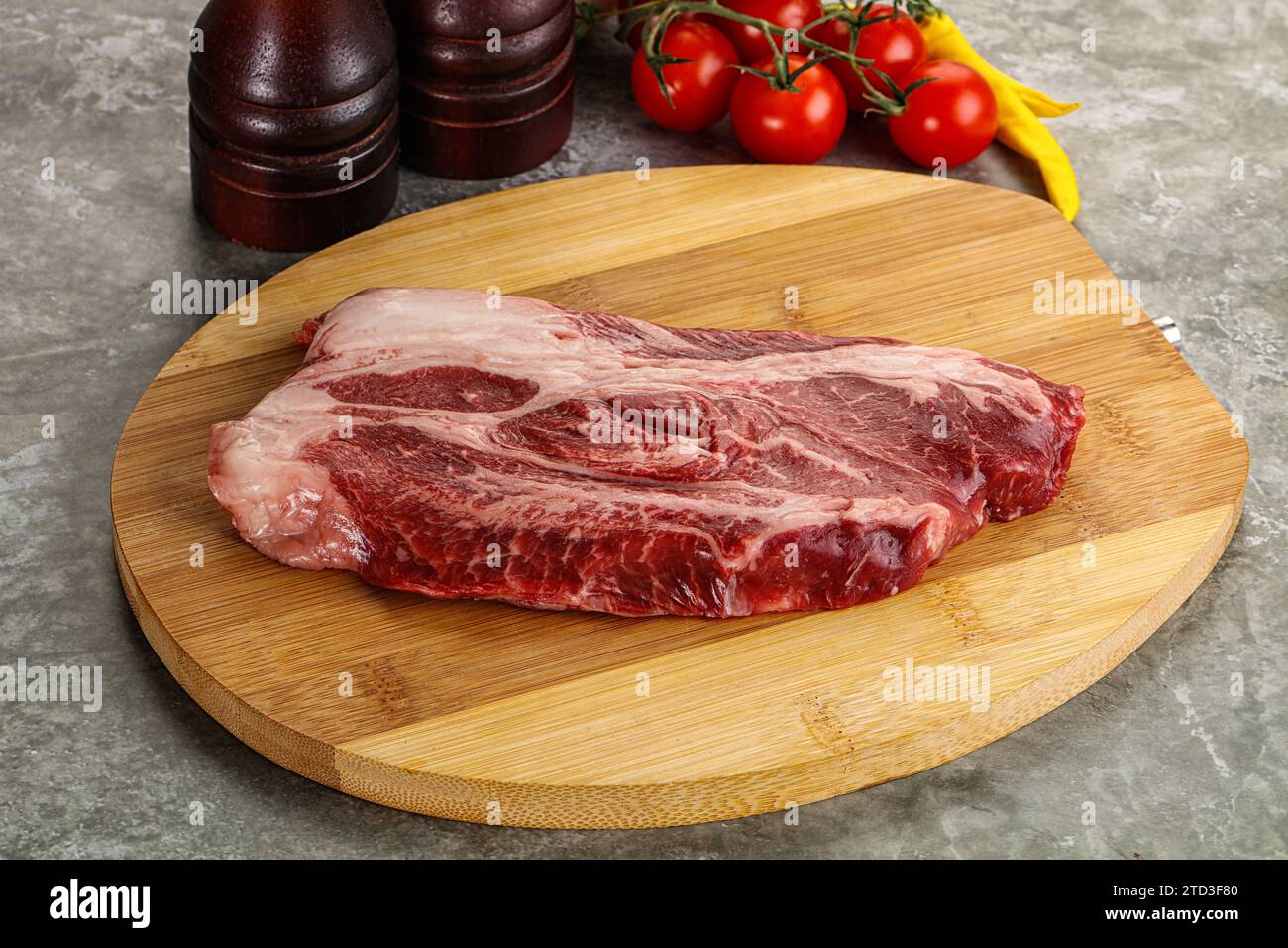 Raw beef chuck roll steak for grill Stock Photo Alamy