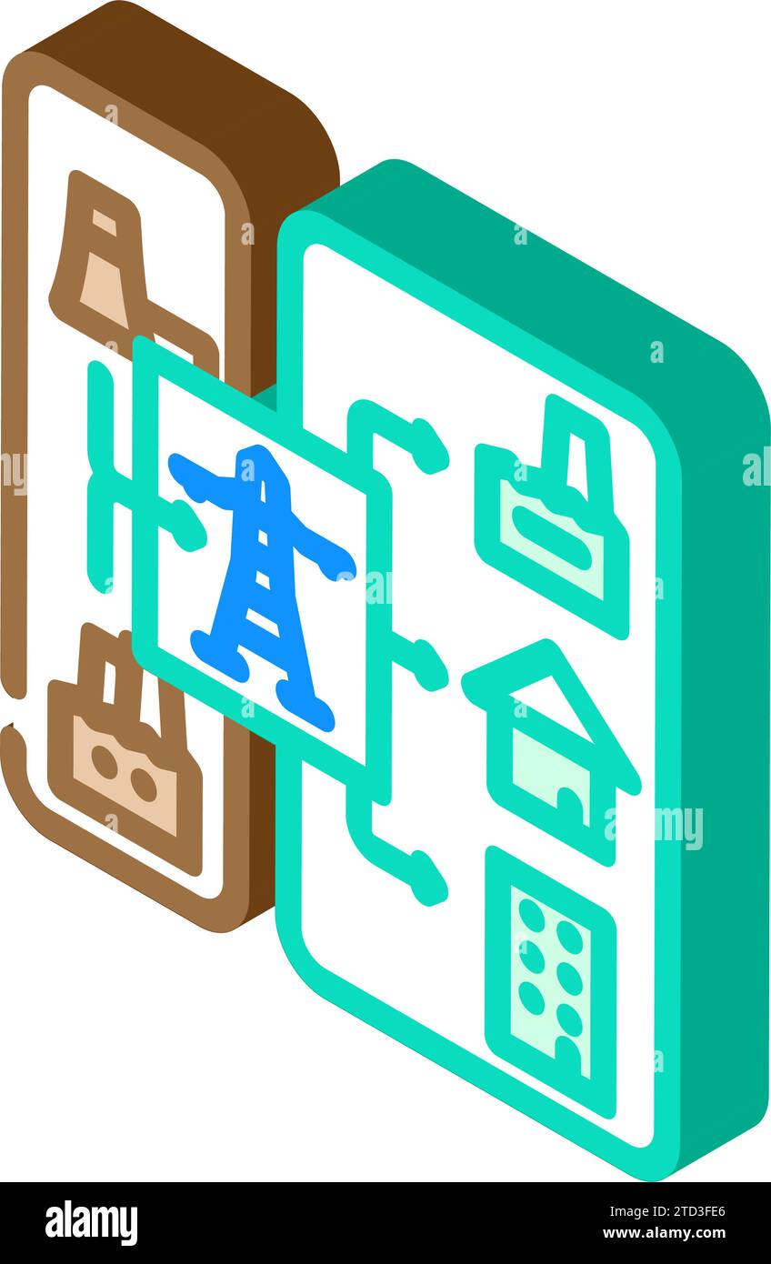 distributed generation electric isometric icon vector illustration ...
