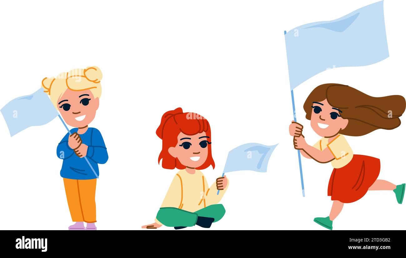 happy kid girl flag vector Stock Vector Image & Art - Alamy