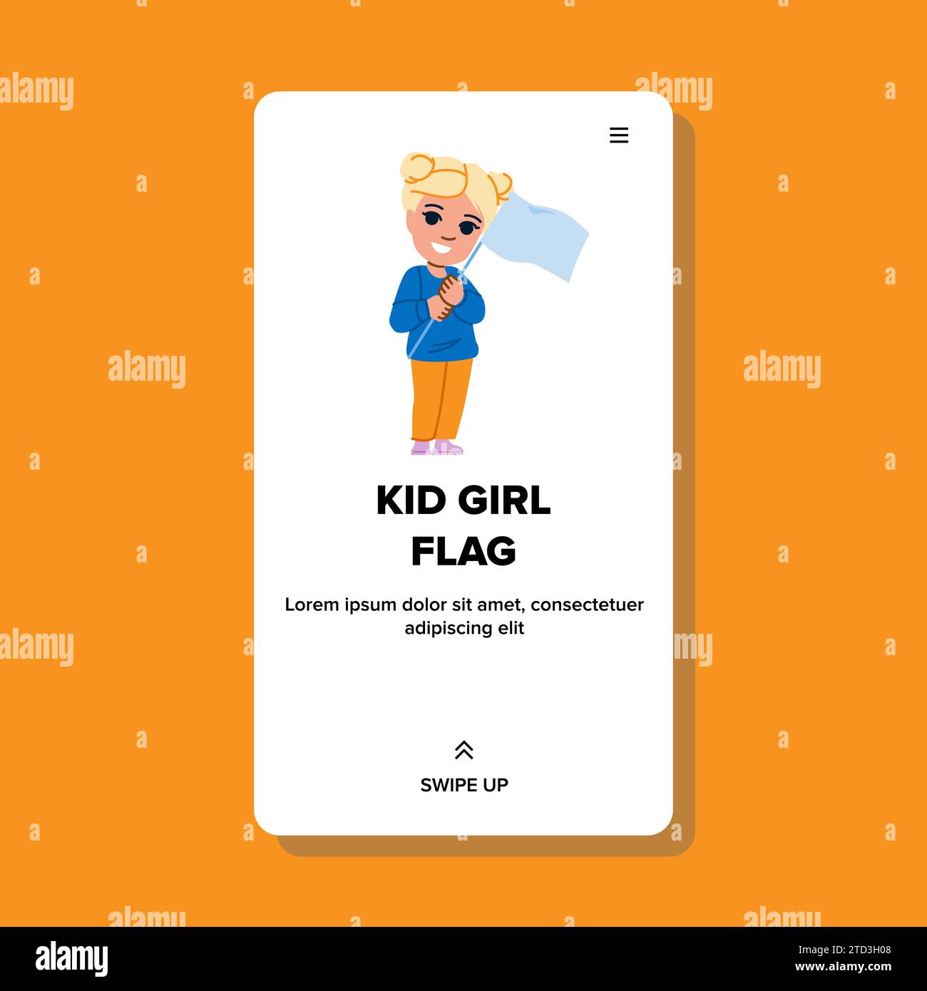 happy kid girl flag vector Stock Vector Image & Art - Alamy
