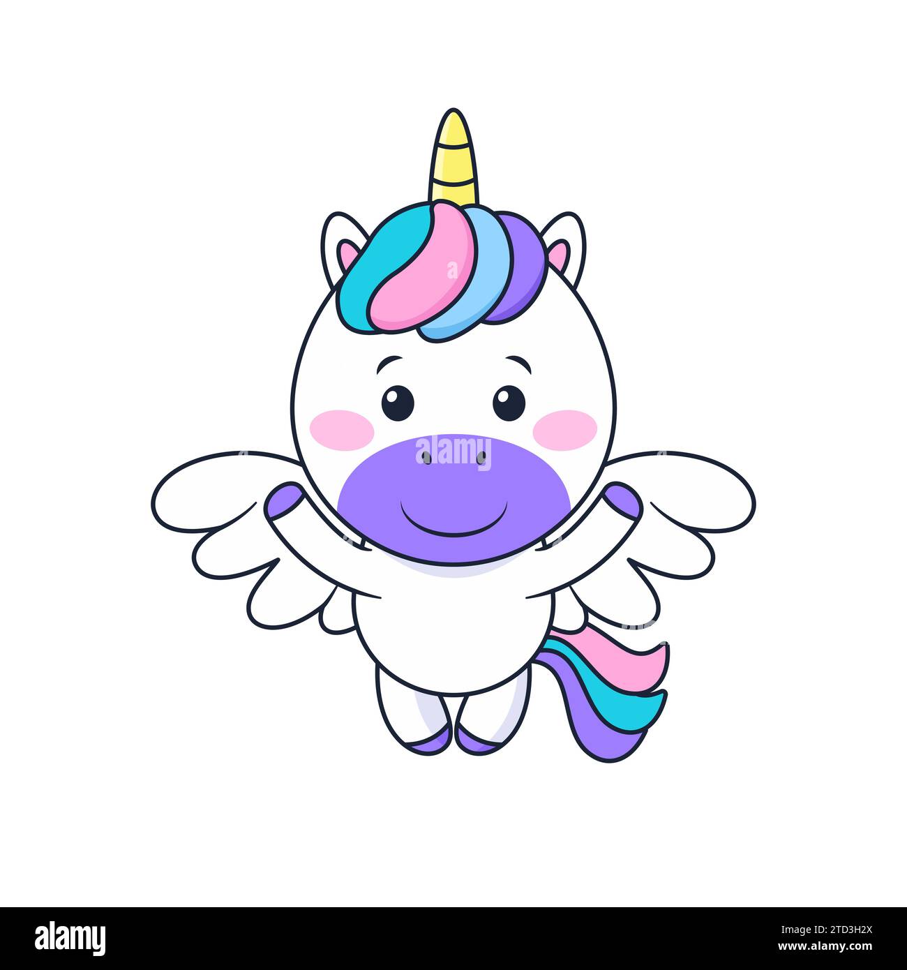 isolated cartoon unicorn with horn and wings Stock Vector Image & Art ...
