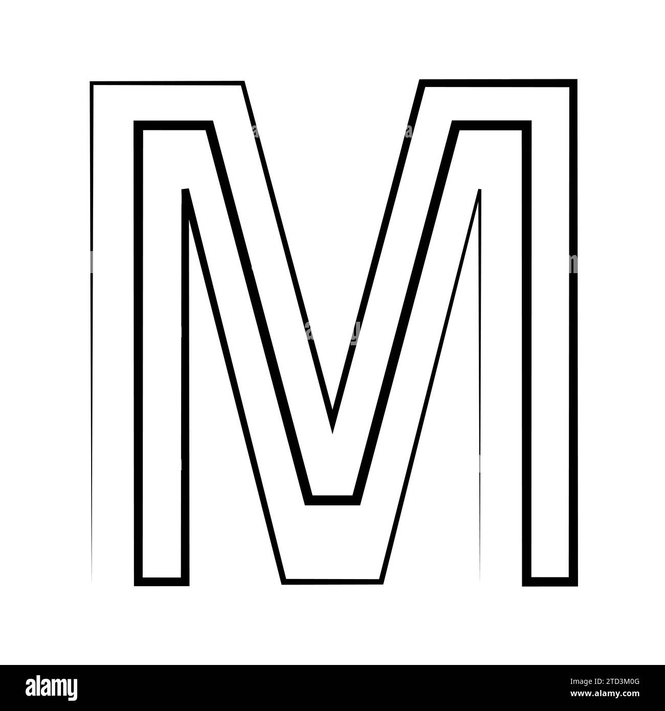 M logo studio, letter m one line icon logotype font Stock Vector