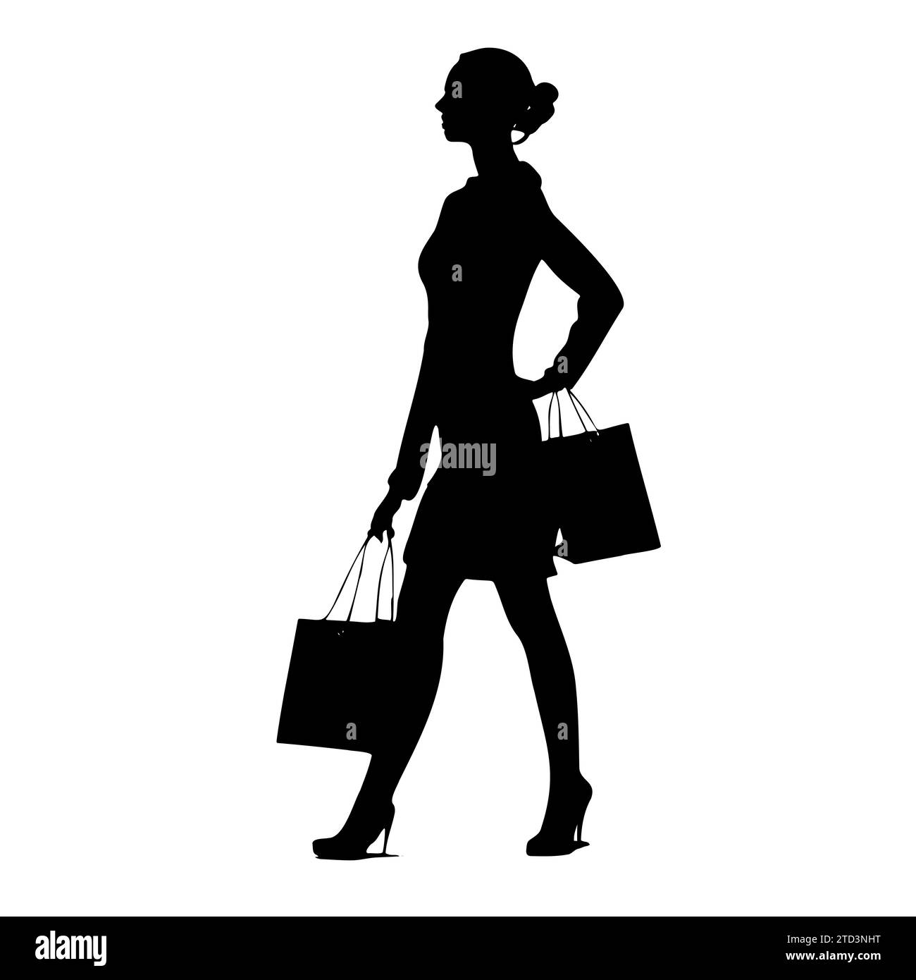 Fashion sketch of beautiful woman with shopping bags Stock Vector